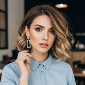 Long brunette hair with blended layers for a youthful hairstyle