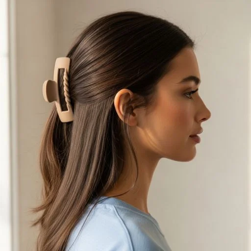 Easy hair twist pinned with oversized claw clip aesthetic 2025 trend