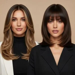  best hairstyles for different face shapes especially oval face shape including soft layers and curtain bangs
