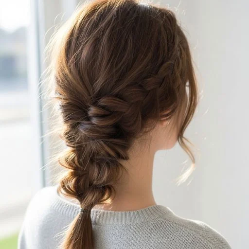 Side braid with gold ribbon and pearl clips, wearable for events or daily glamour