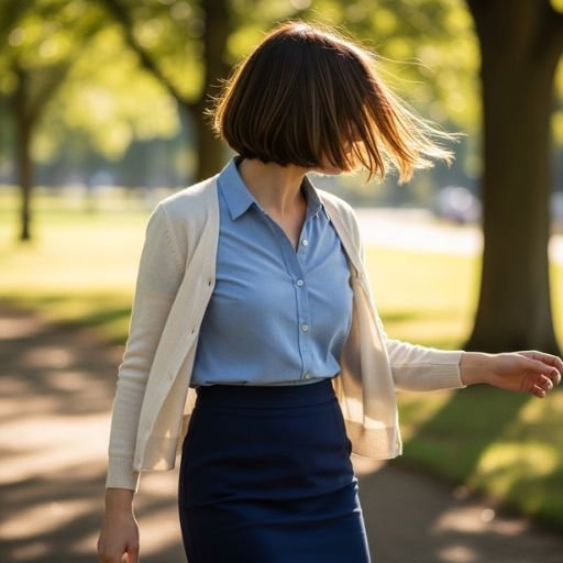 Classic bob cut with invisible or undercut layering to reduce weight
