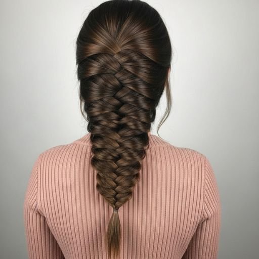 Side fishtail braid styled with volume and texture, trending for 2025