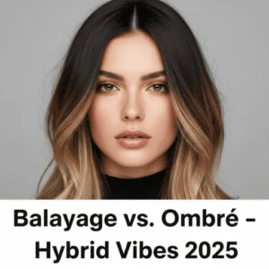 Woman with trendy 2025 “sombre” hair, combining the softness of balayage with dramatic ombré fade.