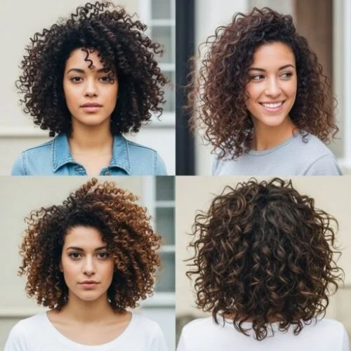 Curly and coily hair trends for 2025 featuring afro volume, finger coils, and wash-and-go styles
