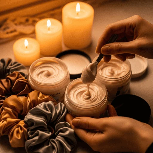 Moisturizing deep conditioning hair mask with creamy texture for winter hair health.