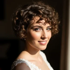 Side part pixie with curls
